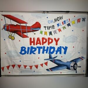 Oh, How Time Flies Happy Birthday Backdrop Banner 7x5Ft (large)